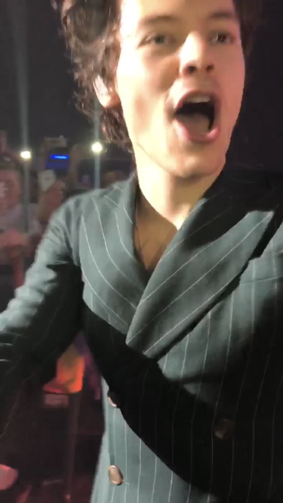 curllusion's tweet photo. the best 4 photos i’ve ever captured in my life of the love of my world greeting me #HarryStylesLiveOnTourDublin https://t.co/ZItble6PNh
