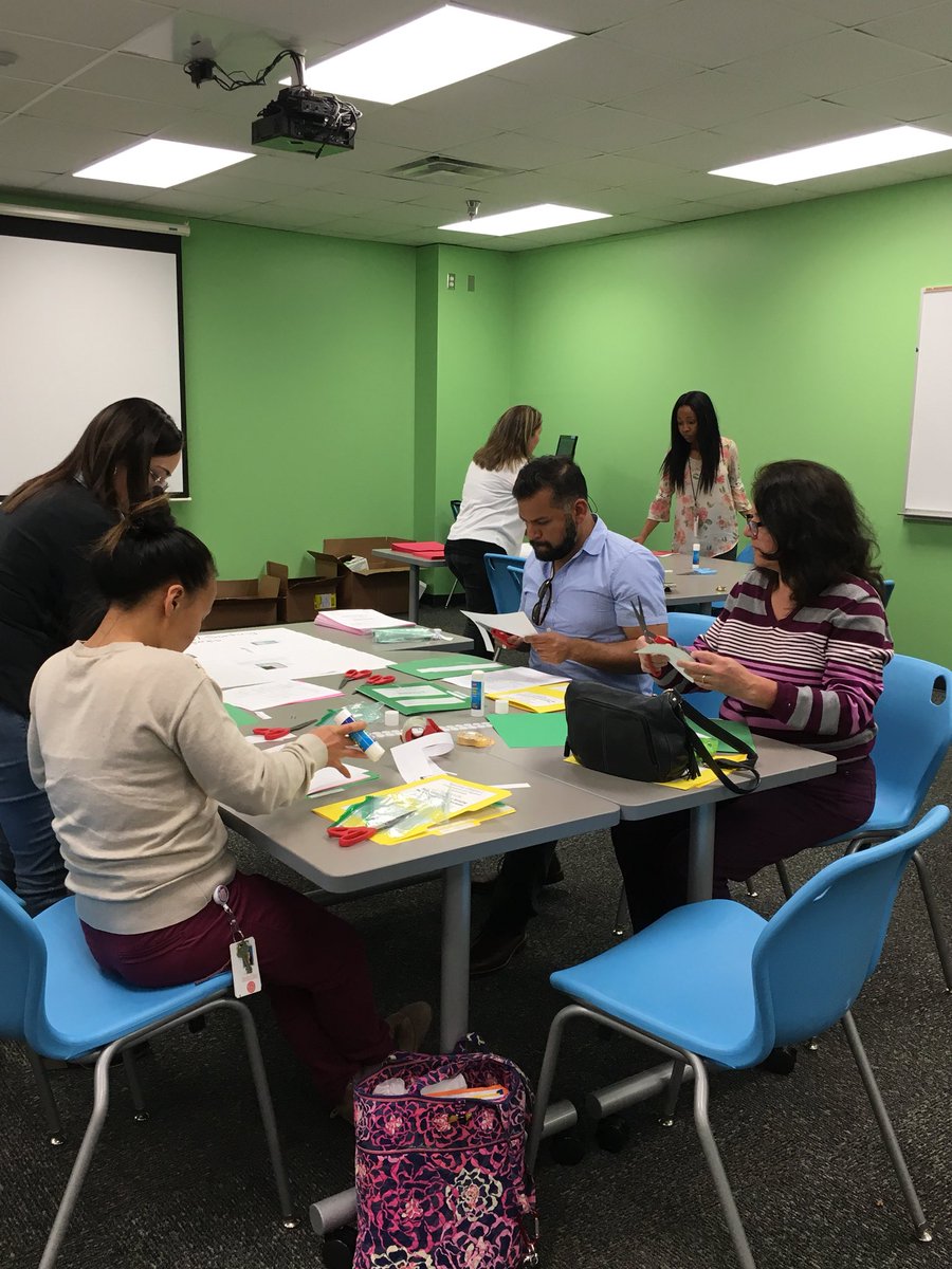 3rd & 4th grade teachers making math workstations! #makeandtake #gisdlearning @TraciVickery @arhickey @kamwebb @LamethaHarris