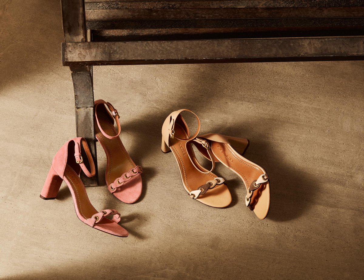 mid heel sandal with coach link