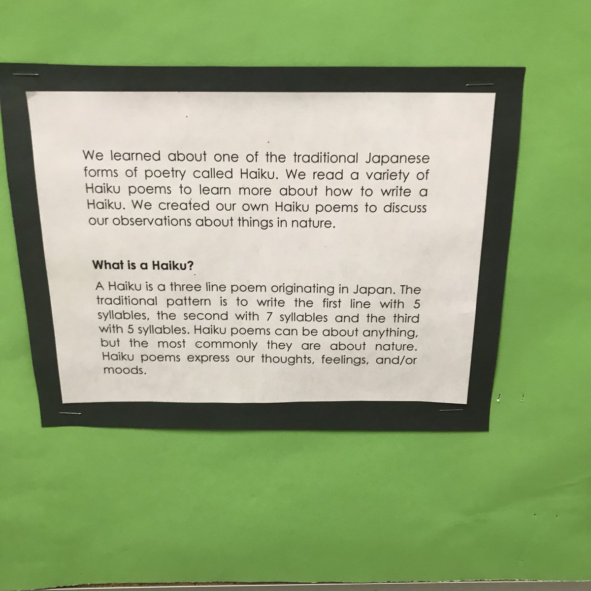 Jjktoronto's tweet photo. Students in our Primary ASD class writing Haiku and creating beautiful art work #formsofwriting #sip #learningthroughART https://t.co/eOiGZ9rmBT