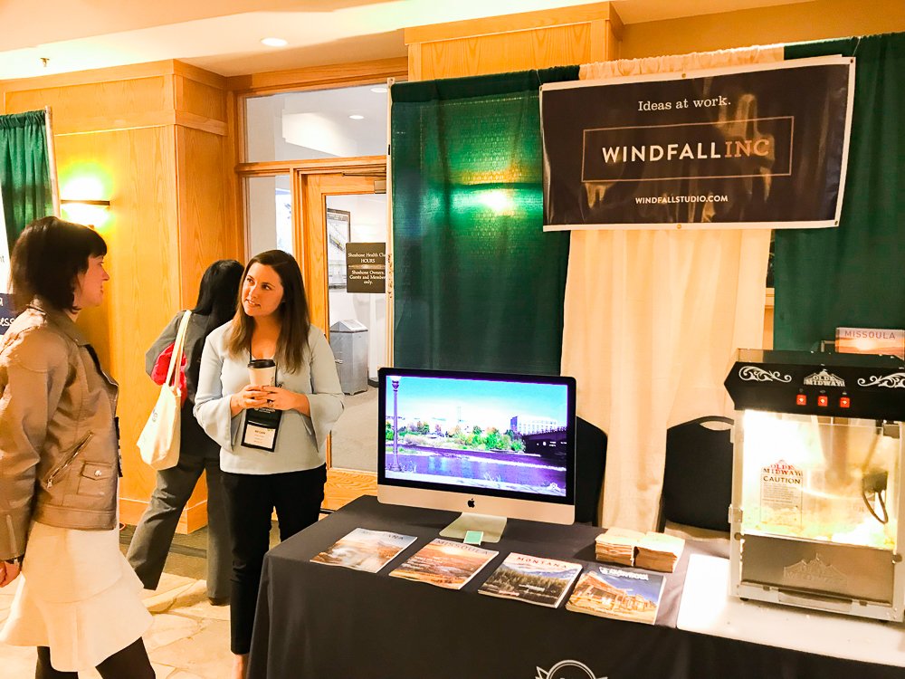 windfallstudio's tweet photo. Ideas at work at Windfall table at the Montana Governor's Conference on Tourism and Recreation (and lots and lots of fresh popcorn!). https://t.co/kZSxapPLi2