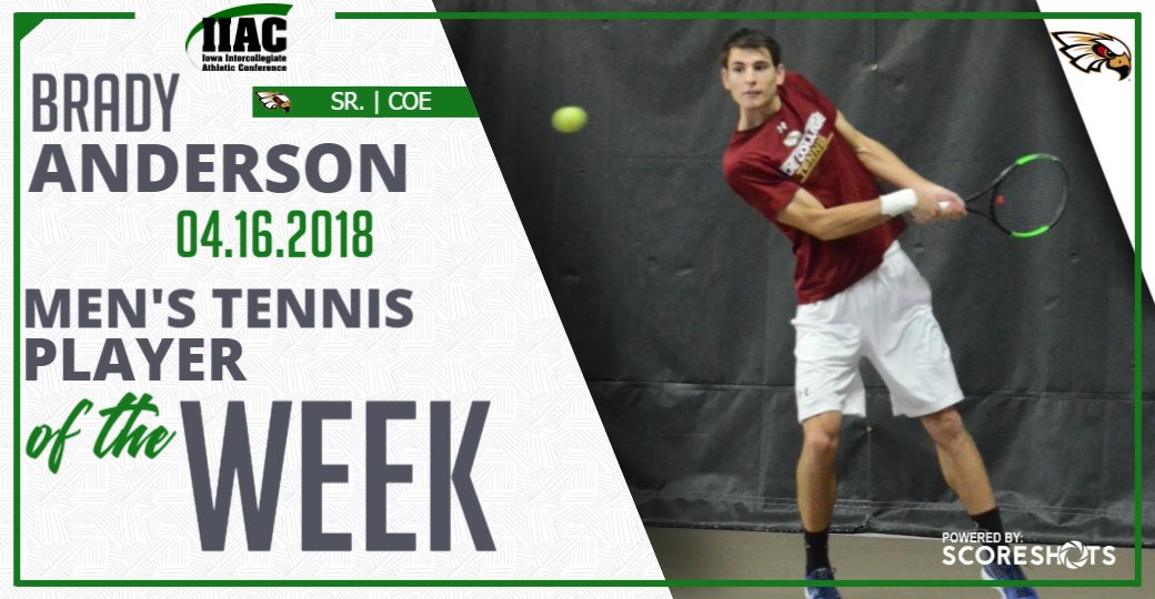 AmerRiversConf's tweet photo. @KohawkTennis Anderson Named @IIACathletics Men's Tennis Player of the Week. https://t.co/Vg1qo1mv5t #IIACmtn https://t.co/XDYaDJY4sz