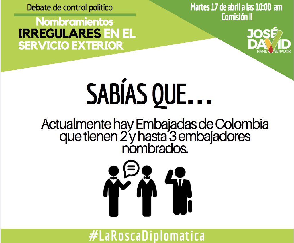 #SABIASQUE Hay embajadas de Colombia en el exterior que tienen 2 y hasta 3 Embajadores #MañanaDebate #LaRoscaDiplomatica