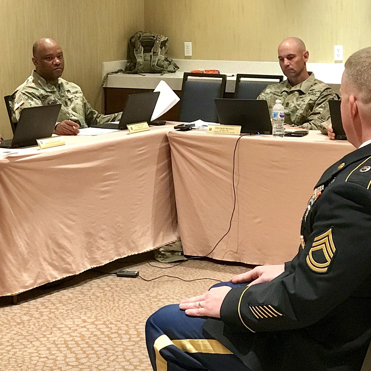 Outrider_7's tweet photo. Asking the tough questions at the USAREC Sergeant Audie Murphy Board #SAMC18 https://t.co/FuB16cNZMI