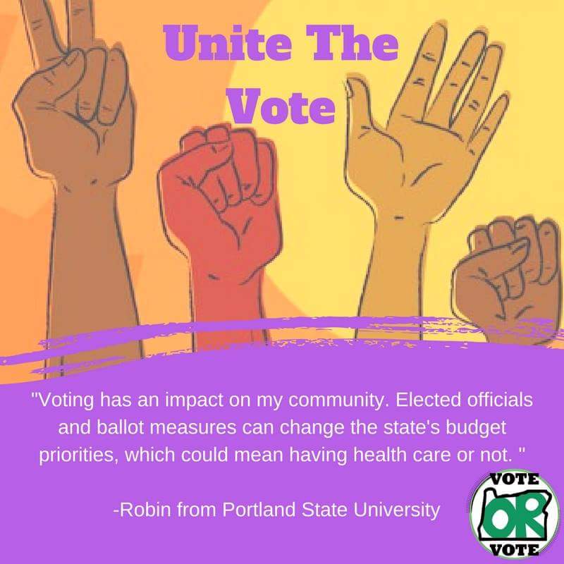 OSCC1997's tweet photo. "Voting has an impact on my community. Elected officials and ballot measures can change the state's budget priorities, which could mean having health care or not." -Robin from PSU https://t.co/3mCzRjpPPZ