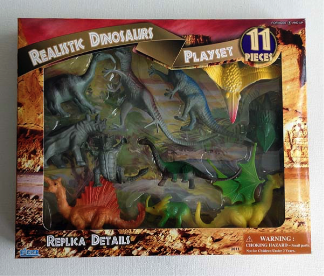 ERSchroeter's tweet photo. I assigned my Dinosaur Science class an extra credit activity that involved taking pictures of dinosaur toys and analyzing their anatomical accuracy. This was my favorite find - a "Realistic Dinosaurs" play set that includes, among some truly bizarre offerings, a dragon. https://t.co/kIM9FOah3h