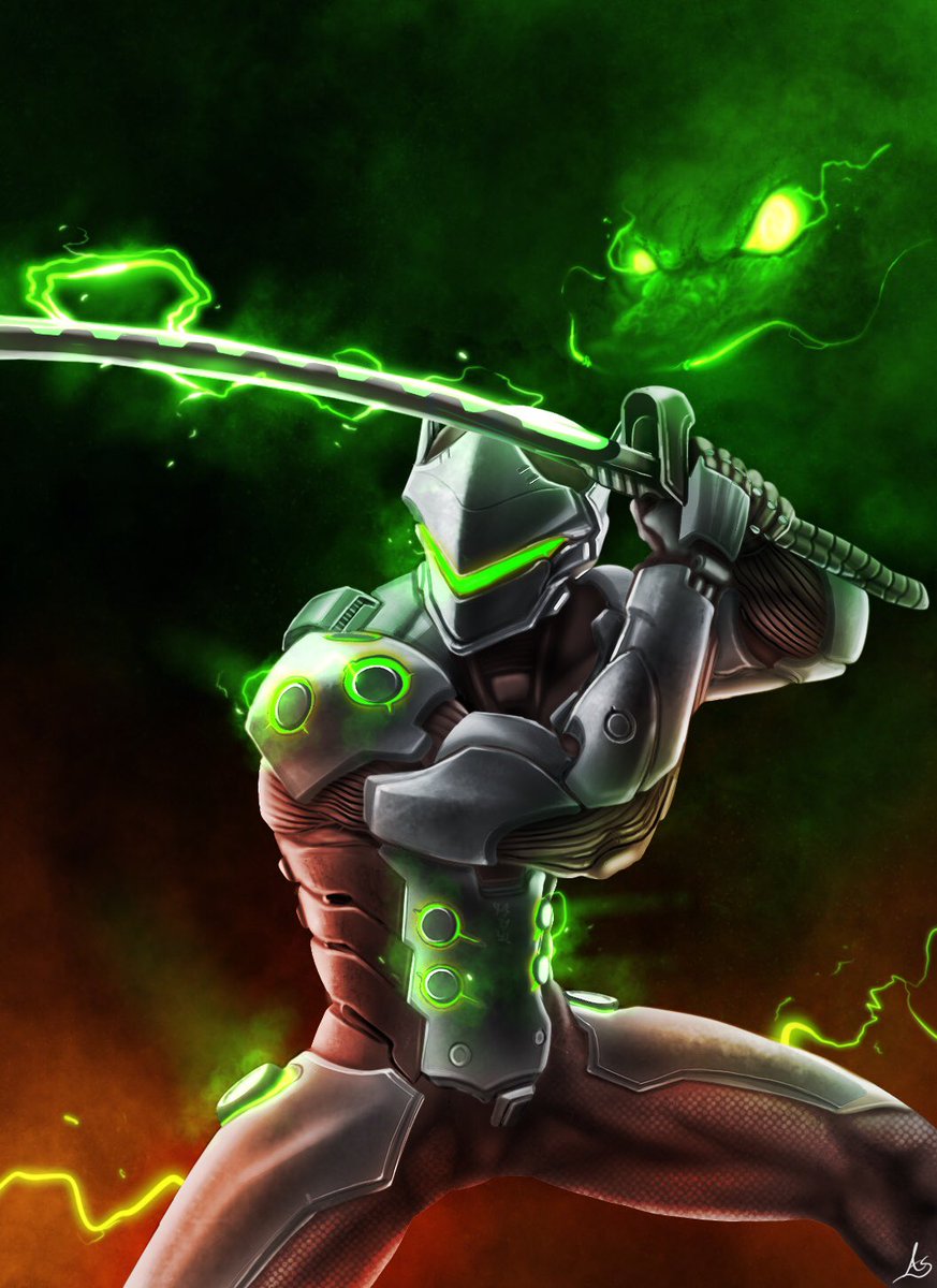 Some Genji action @PlayOverwatch #Overwatch #genji #drawing #fanart, image size:873x1200