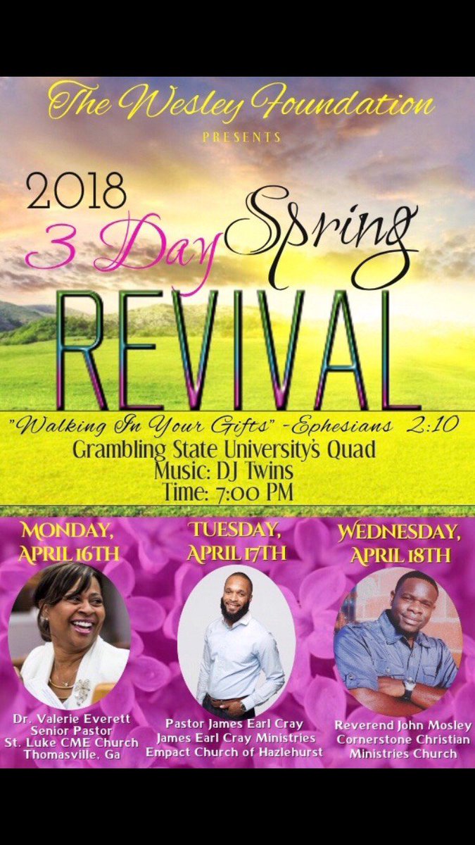 Grambling1901's tweet image. Happening Tonight – Fresh Inspiration from the Wesley Foundation on Campus
#gramfam #events #springrevival
