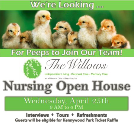 TheWillowsPGH's tweet image. Learn more about our caring community at our upcoming Career Open House on Wednesday April 25th from 9am to 6pm #SpringOpportunities #Pittsburgh #Careers