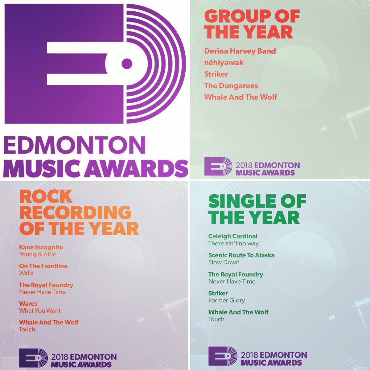 WhaleandtheWolf's tweet photo. We are very happy and humbled to be nominated for 3 awards at this years @YEGMusicAwards! We're up for Group of the Year, Single of the Year, and Rock Recording of the year. Thanks for all the hometown love Edmonton, and a BIG shoutout to all the Nominees! https://t.co/dG2kxZqBE3