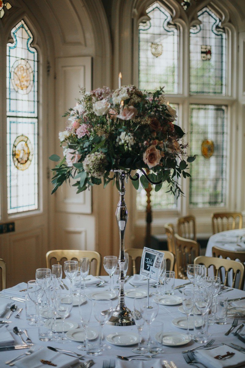 Stunning table settings in our Great Hall. Our weddings' team have a fantastic list of recommended florists, who know just how to dress our Castle. Looking for a venue and florist? Do get in touch. #weddingvenue #kentvenue #kentflorist #kentweddingflorist