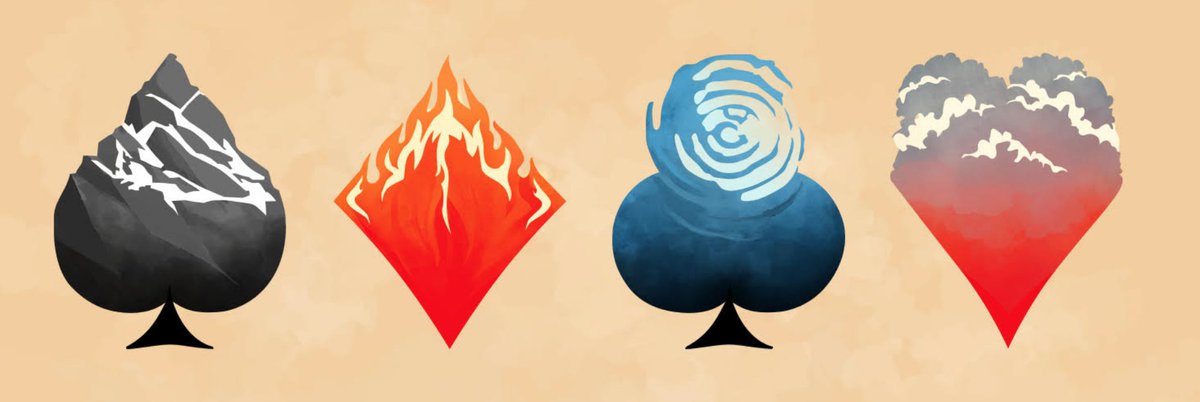 snowdragongames's tweet photo. Working on some card pips designs for a deck featuring our Elemental Cryptids of earth, air, fire, and water. https://t.co/XYXPId4Wid