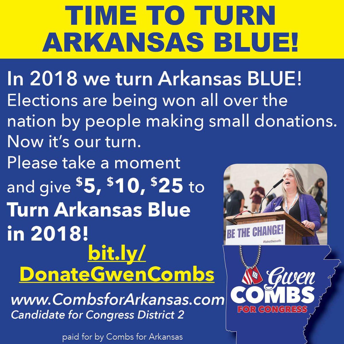 anti_orange1's tweet photo. @GwenCombs is an honorably discharged veteran of the #USAF
Who stands for
#Education
#GunReformNow
#EqualPay
#EqualityForAll
#DACA
#ProChoice
#LivableMinimumWage
Maintaining #SocialSecurity
and #MilitaryRetirementBenefits
#Vote4Gwen
#FlipArkansasBlue
#VoteForChange https://t.co/rSv2oiniTV