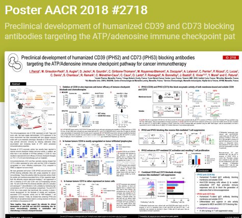 InnatePharma's tweet photo. Two new antibodies to target the #ATPadenosine immune checkpoint in #cancer: check out our preclinical data on #antiCD39 and #antiCD73 blocking antibodies at #AACR18. https://t.co/OaMqUfJIUE https://t.co/mJ4UNgRm7l