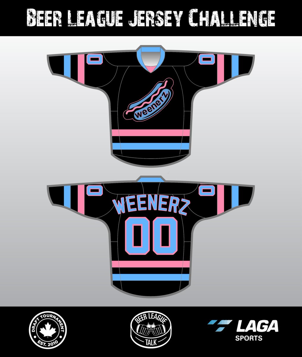 beerleaguetalk's tweet photo. Welcome to The Jersey Challenge by @BeerLeagueTalk and @LAGAsports. R/T to vote for the Weenerzto win a free set of jerseys for their team. Are you a Hockey Player? Check out the greatest hockey show in the world at https://t.co/63UAD6Vakt (Likes are tiebreakers) https://t.co/uLzK05TDaT
