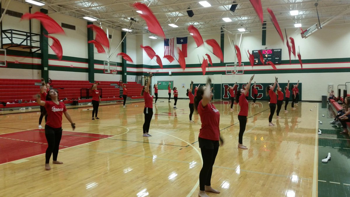 McCulloughCISD's tweet image. TWHS Color Guard performs for McCullough students at lunch.