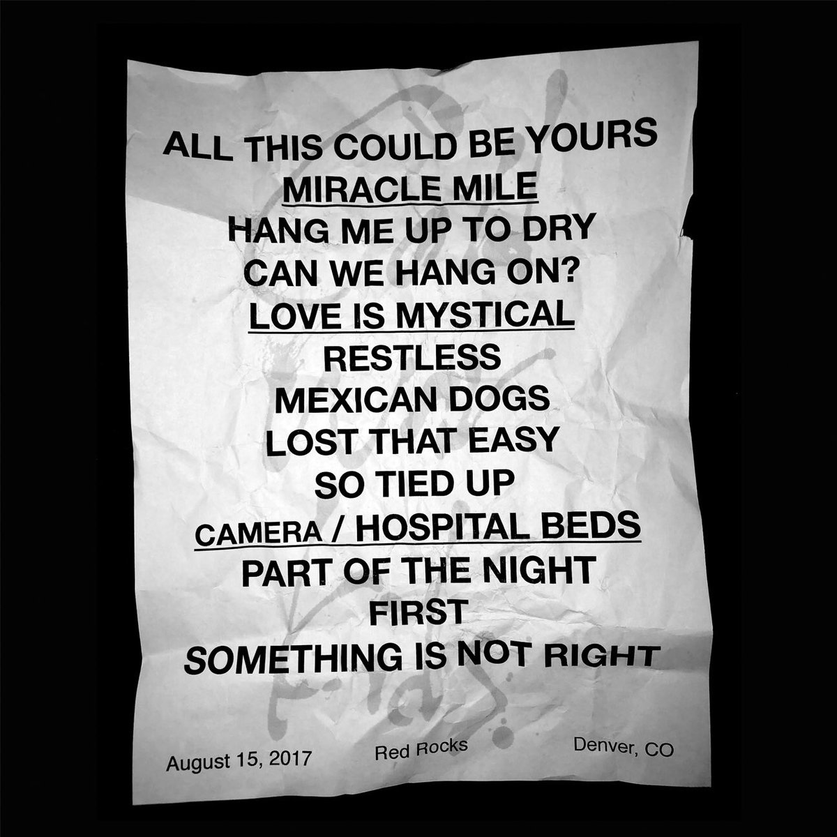 ColdWarKids's tweet photo. SET LIST &amp; LETTER FROM AUDIENCE MEMBER. LIVE ALBUM “AUDIENCE” OUT NOW! https://t.co/4AwWxMvlq1