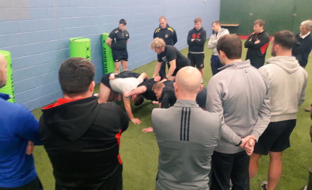 MattSilva70's tweet photo. Things are getting technical now, Duncan giving some excellent key points on scrummaging to @CommunityOsprey coaches and referees #hairbear https://t.co/cSIJOSdlmR