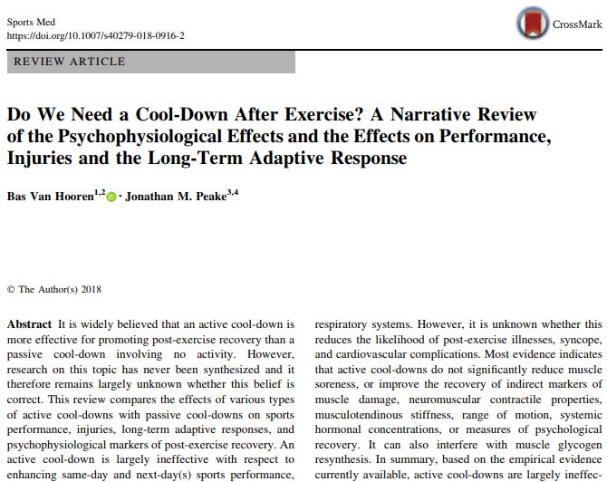 BasVanHooren's tweet photo. Do we need to perform a cool-down after exercise? In a new Open Acces review for @SportsMedicineJ we discuss the effects on performance, injury, adaptation and much more. 
Blogpost: https://t.co/XvldRTwVce 
Link to (free) paper: https://t.co/CtWqDCD3Ef https://t.co/YsKmtPp9Ut