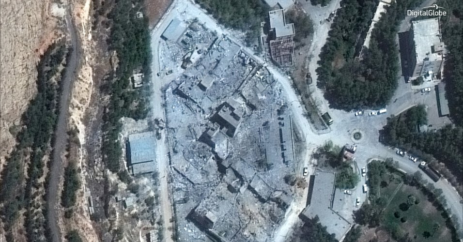 Bases sírias foram destruídas por bombardeio ocidental; veja imagens antes e depois trib.al/IeQmQI7