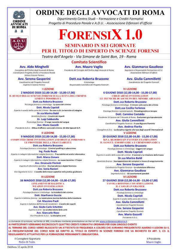 RobertaBruzzone's tweet photo. Ecco la locandina finale...iscrizioni aperte!!! Forensix #OrdineAvvocatiRoma https://t.co/gqT7Kr6oAJ