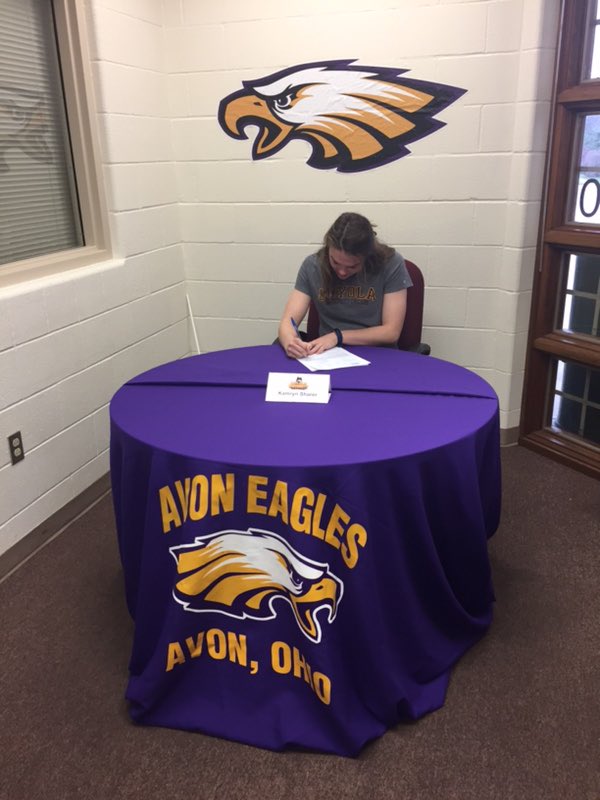 avoneagles's tweet photo. Congratulations Kam Sharer for signing her letter of intent to continue her education and Track and Field career at Loyola of Chicago!! #avonproud https://t.co/3wNwoyBqvZ