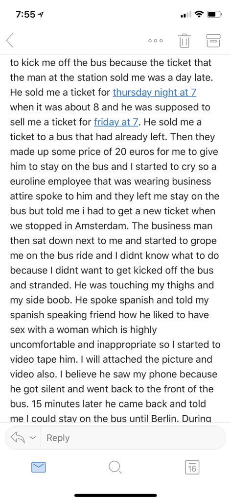 DayanaPazan's tweet photo. Hey @eurolinesuk @EurolinesFrance @eurolinescare we’re trying to get a refund after we were scammed out of our bus ride from Paris to Berlin and sexually harrasser/assaulted along the way. We had 24 hours of hell, and we just want our money back. #MeToo #refundme #euroLIES #help https://t.co/Iu1fZu2YeU