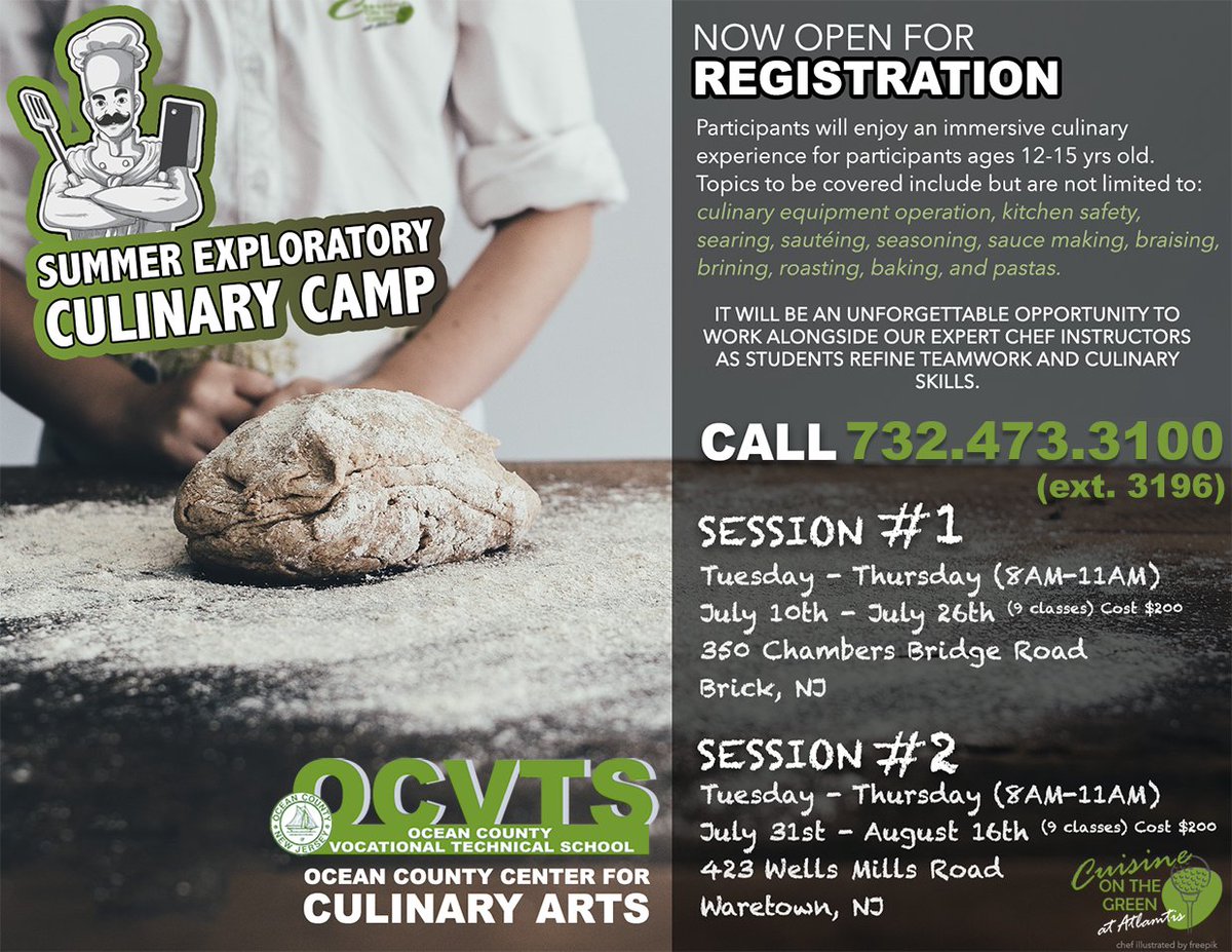 OCVTS's tweet photo. Summer Exploratory Culinary Camp
https://t.co/cjnuVEbDis or https://t.co/gfWdcH4IZI
#cookingforkids #cookingschool #culinaryschool #cuisineonthegreen #ocvts #wearetr #tomsriveronline #gruninfoundation #jlgf https://t.co/tfje793Imm