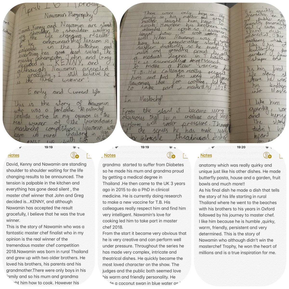 LethalvirtueSam's tweet photo. Dear @NawaminBoss my 8 YO son is your biggest fan😊. He wrote your biography for his school assignment. You are a legend in our household 🤘🏻👨‍🍳👨‍⚕️😎 https://t.co/bIAo44aEhw