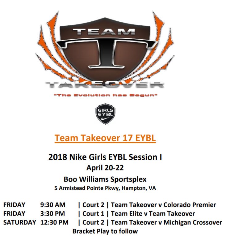 TeamTakeoverGBB's tweet photo. Here comes TAKEOVER...we look forward to playing against competition that only the @NikeGirlsEYBL can offer game in and game out!!! #TTO https://t.co/3aQBeiPrko