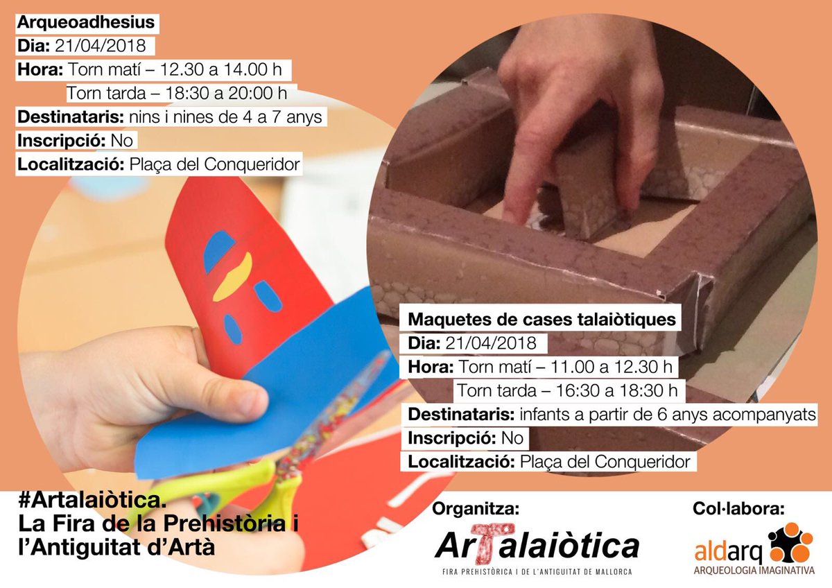 Aquest dissabte #Arta #Artalaiotica amb #Aldarq #ArqueologiaImaginativa i moltes altres activitats relacionades amb la Prehistòria i l’Antiguitat...😘😘😍😍😍