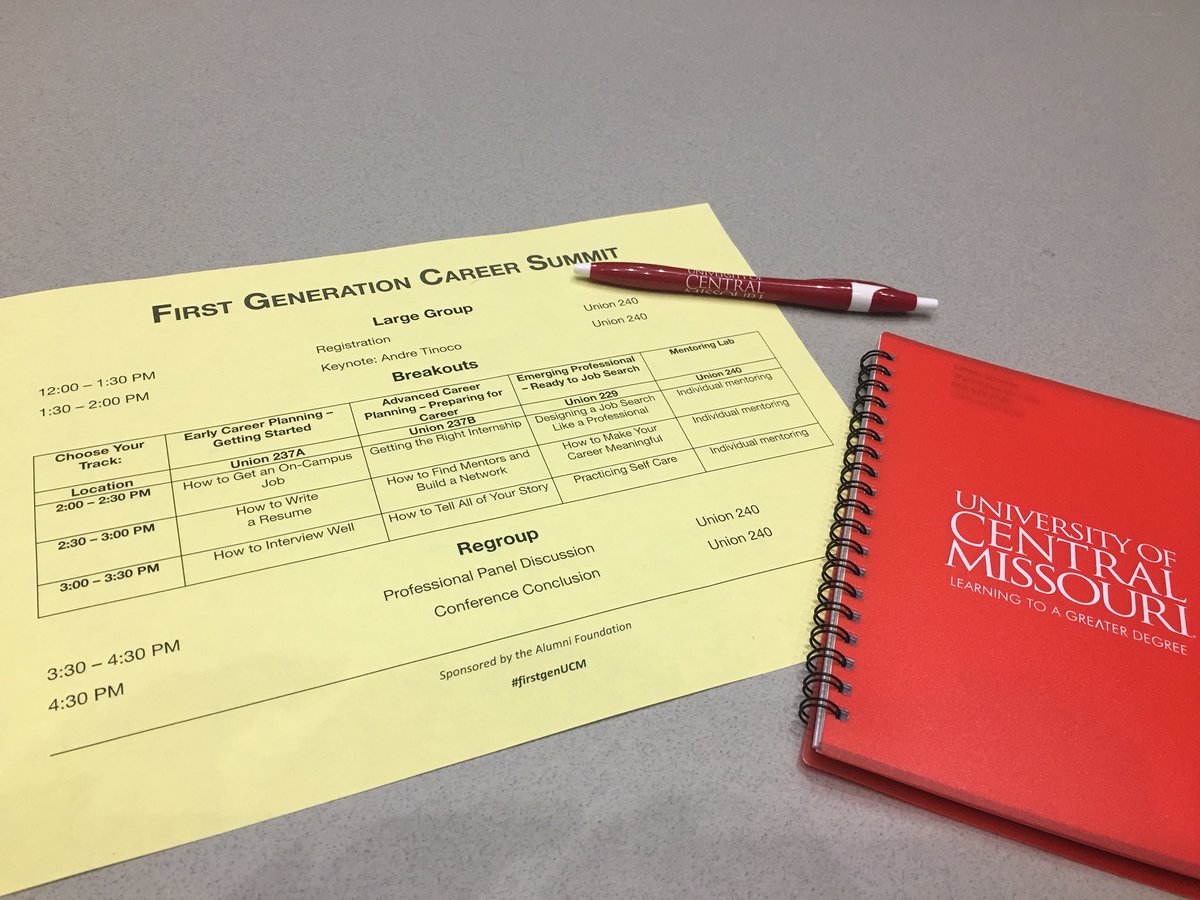 MCACRetention's tweet photo. Made it to @UCentralMO for the First Generation Career Summit! Excited to learn some new things in the different sessions! As a first generation college student myself, I appreciate the support UCM is providing to their students! #FirstGeneration #College #retentionwork #MCAC https://t.co/23DIQIFCX9