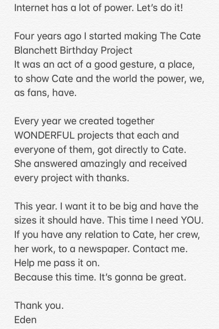Catelandishere's tweet photo. This time I need your help. 
This time I need YOU

Please retweet ❤️

#CateBlanchett #cbbp #cbbp18 https://t.co/f9nnVWijMC
