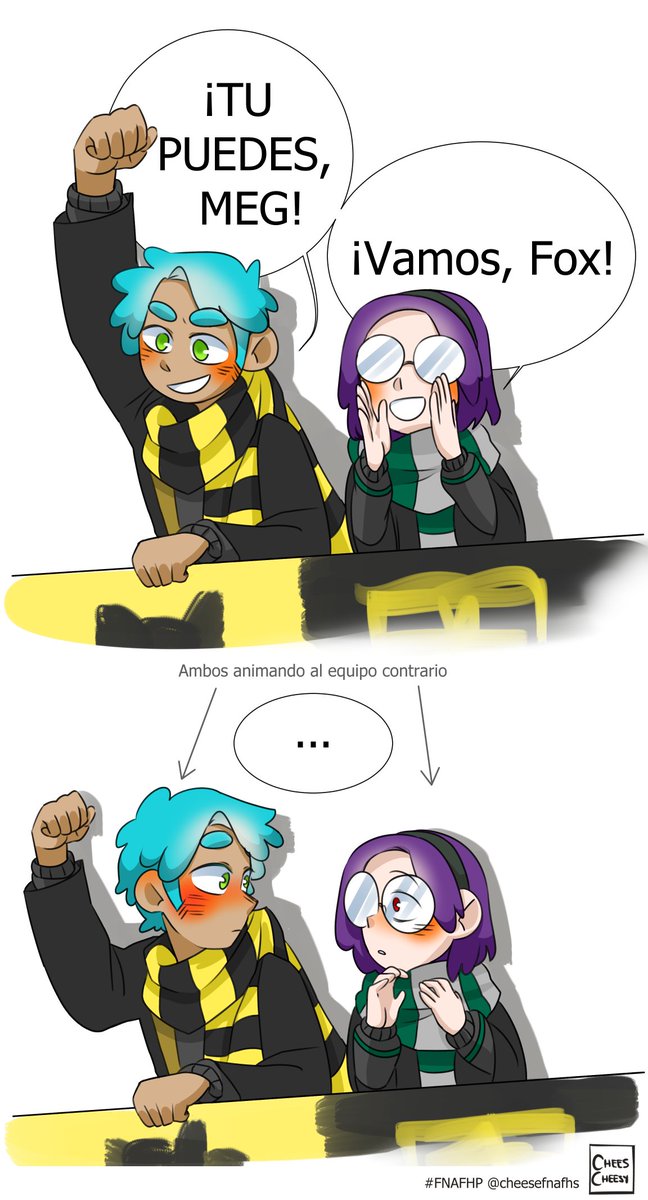 cheescheesyy's tweet photo. Así se conocieron los conejitos uwu💕

(Y sí, sé que Meg lleva traje de buscador pero sostiene el Quaffle)
(Y SÍ, Bonnie está en la torreta de Hufflepuff pero porque puede -es amigo de Fox-)
Si encima me sacan faltas tendré que matarlos >:)

#FNAFHS #FNAFHP #hogwartsau https://t.co/hFi4Xuq4Yt