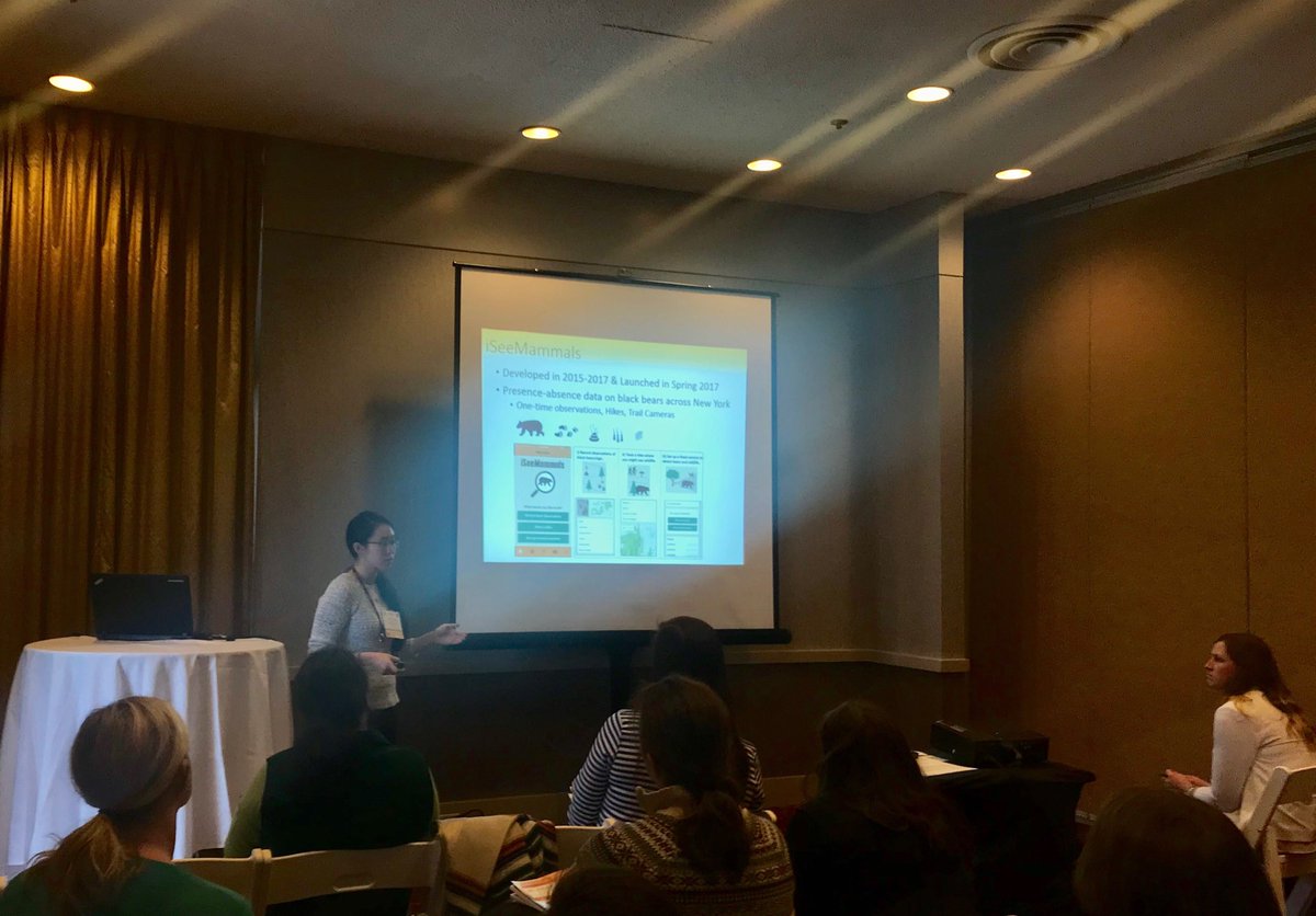 Fuller_Lab's tweet photo. @catsunbear talking about value of #citizenscience data in integrated population models using @iSeeMammals. #NEAFWA2018 https://t.co/I7MpOPYEwV