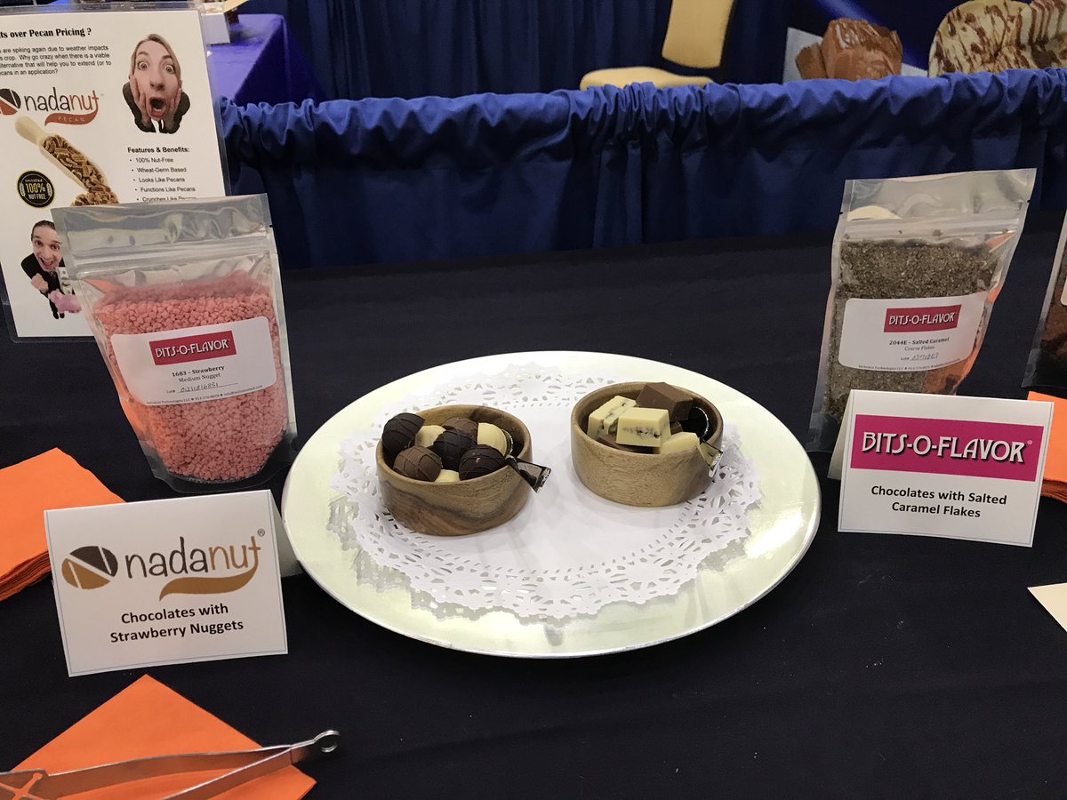 Inclusion_Tech's tweet image. At the PMCA Confectioners Show in Lancaster PA showing our full range of inclusions for candy, including the Nadanut for nut-free candies.