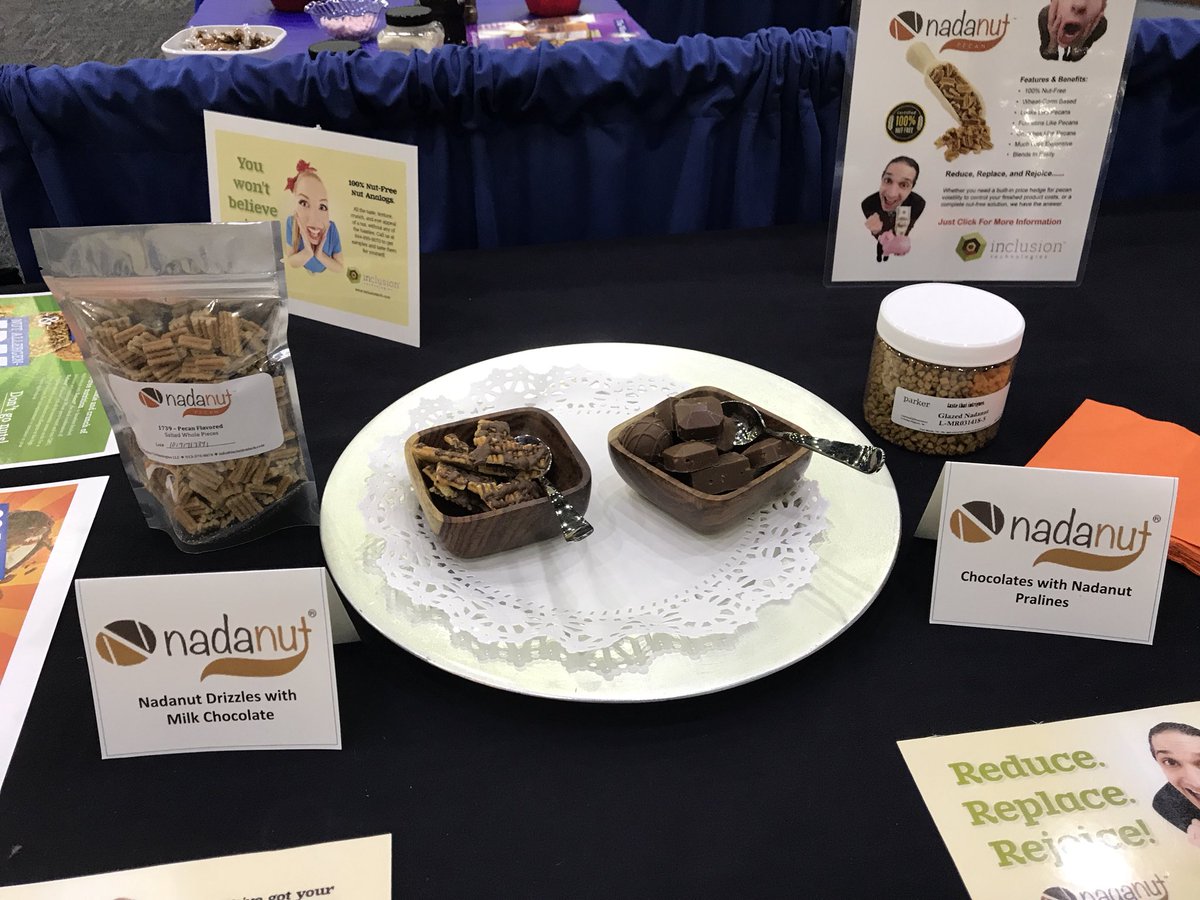 Inclusion_Tech's tweet image. At the PMCA Confectioners Show in Lancaster PA showing our full range of inclusions for candy, including the Nadanut for nut-free candies.