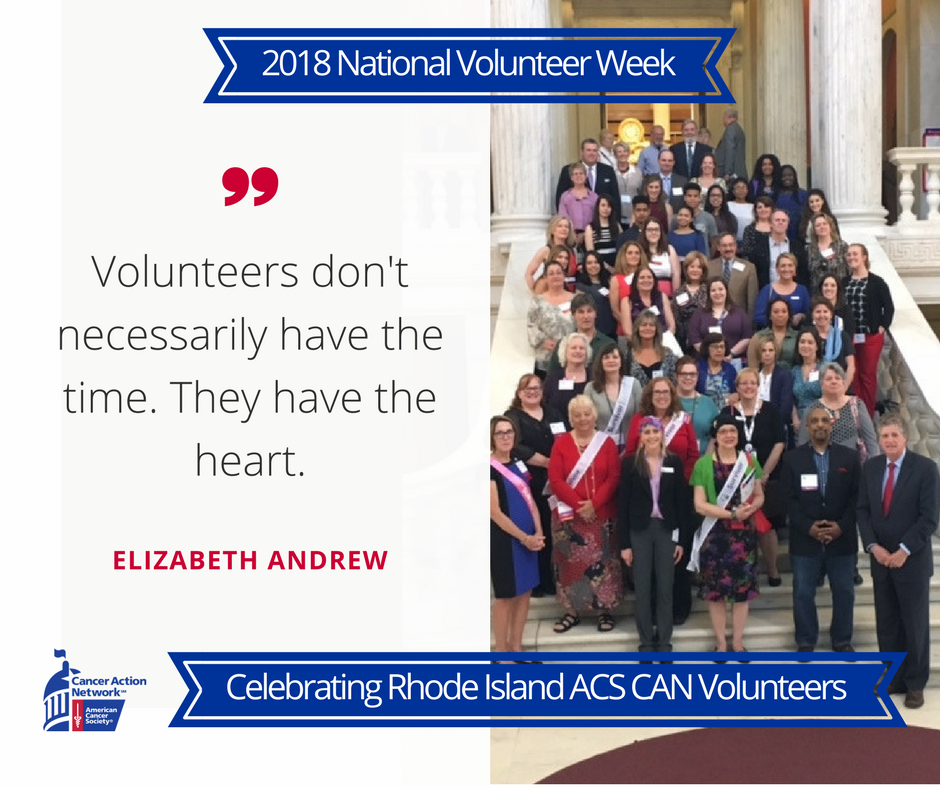 ACSCANRI's tweet photo. It's #NationalVolunteerWeek! Thank you to our #ACSCANRI vols. YOU are ACS CAN. https://t.co/3kkIovXVAo