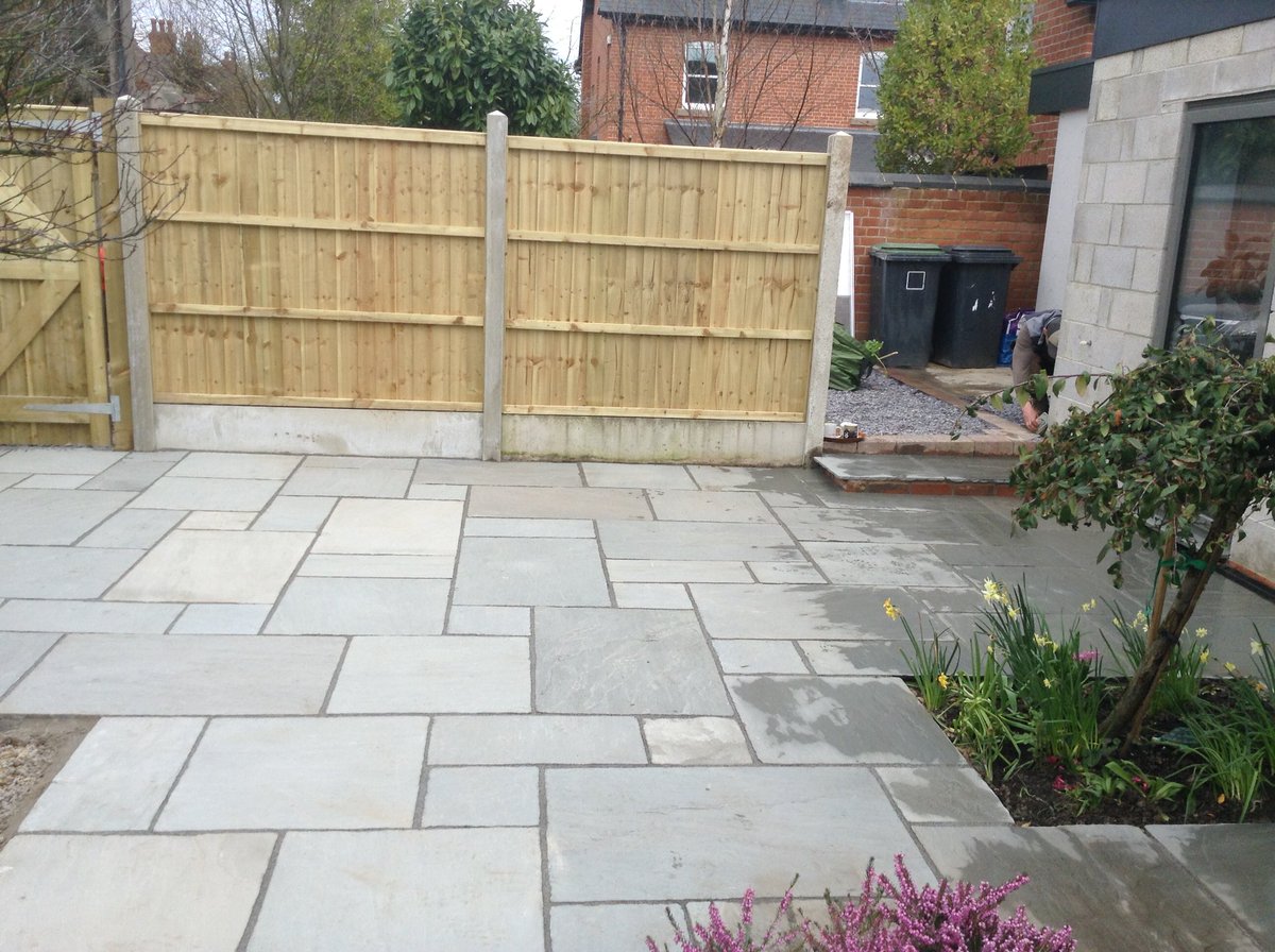 Another job done, using Silver Grey limestone slabs. #patio #fencing #planting #landscaping #summeriscoming.