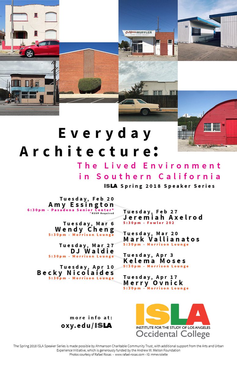 OxyISLA's tweet photo. Our final presenter for the Speaker Series: Merry Ovnick "Colleges, Churches, and Real Estate Developers" Tues. 5:30pm Occidental College- JSC Morrisson Lounge. Author of "Los Angeles: The End of the Rainbow" https://t.co/clLGfhuqsU