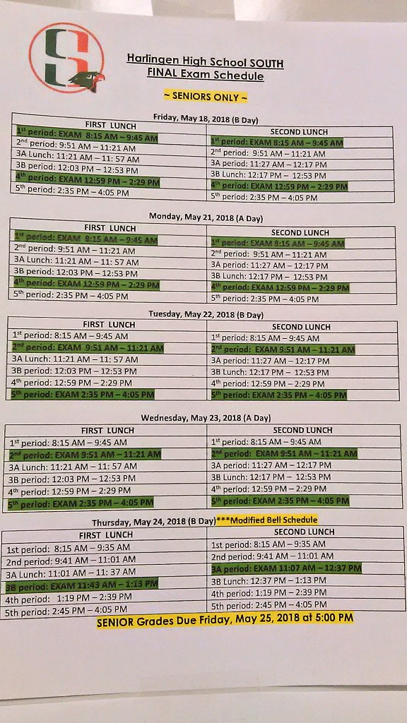 HHSSYRBK2018's tweet photo. Final Exam Schedules https://t.co/GbjVi9Ss0H