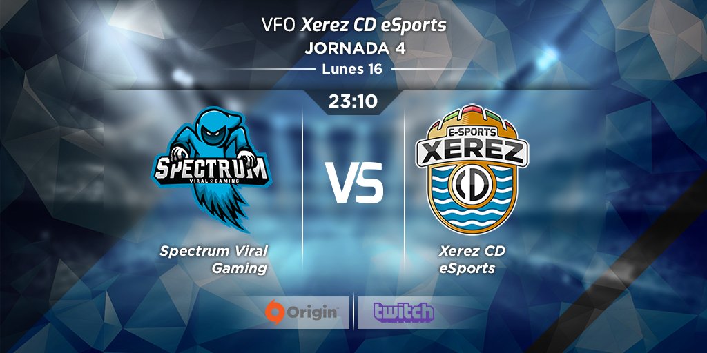 PC | Hoy nos enfrentamos a <a href="/Spectrum_VFO/">Spectrum Viral Gaming</a>, equipo que realizó una buena campaña en la última temporada de <a href="/VFOspain_pc/">VFOspain PC</a>. El enfrentamiento tendrá lugar a las 23:10, podréis seguirlo en directo a través de Twitch:

twitch.tv/eloywyfe

¡Os esperamos!

#XerezCDeSports #XCD #VFO