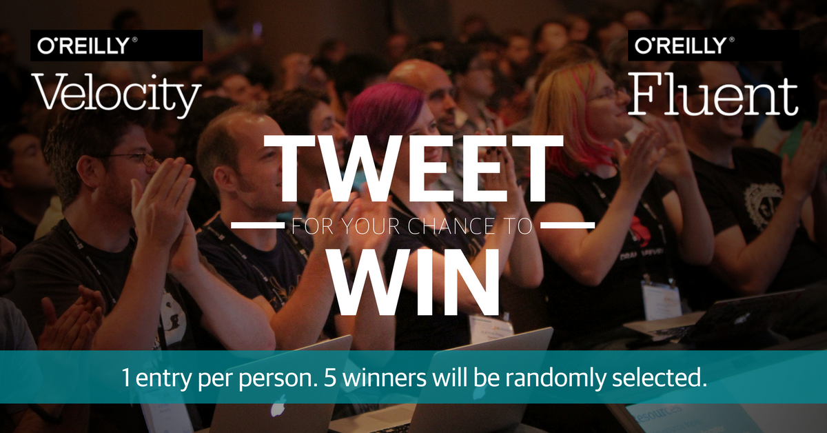 OReillyInfraOps's tweet photo. We're giving away 5 free #SuperBronze passes to #VelocityConf + #FluentConf! Tell us your favorite speakers or sessions from both conferences for your chance to make your #dreamtrack a reality. 1 entry per person. Winners randomly selected. Click to tweet: https://t.co/Mmwsj1yHVs https://t.co/VhEKG6tLcA