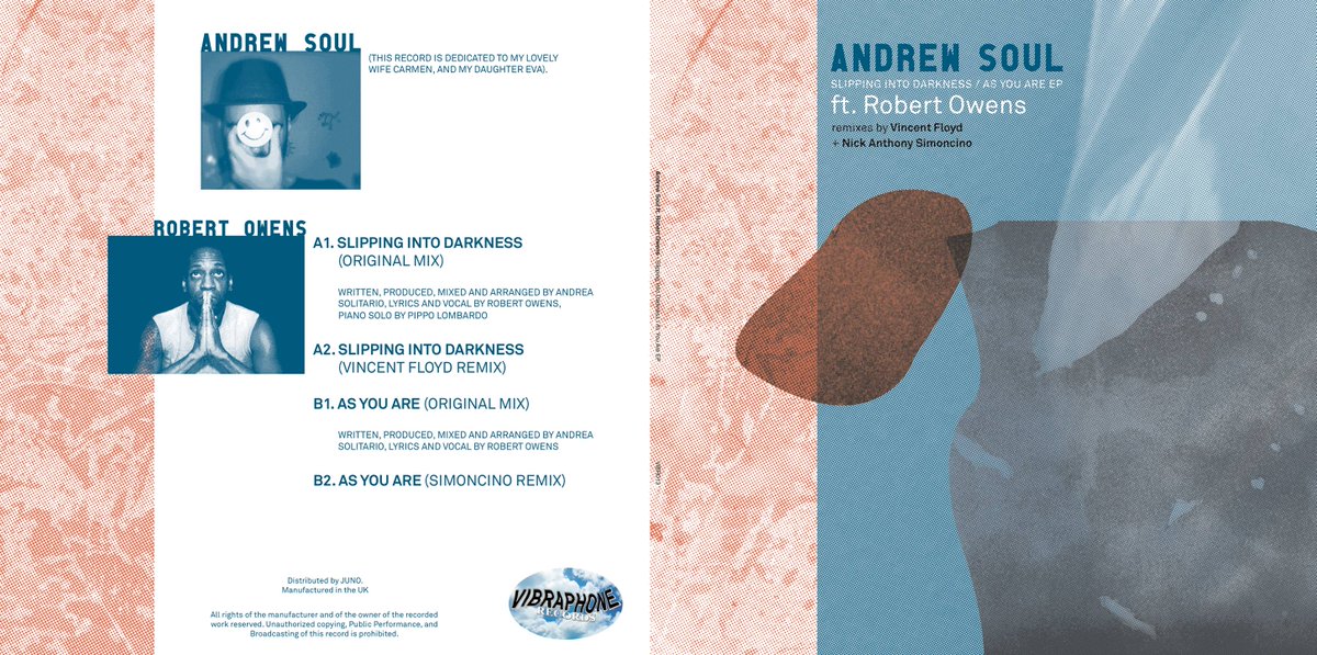 VibraphRecords's tweet photo. Out today
https://t.co/UouiOju0R6
Andrew SOUL feat ROBERT OWENS
Slipping Into Darkness EP
Format: 180 gram vinyl 12" 
Side 1
1."Slipping Into Darkness"
2."Slipping Into Darkness" (Vincent Floyd remix)
Side 2
1."As You Are"
2."As You Are" (Nick Anthony Simoncino remix) https://t.co/UQWgD7BWTV