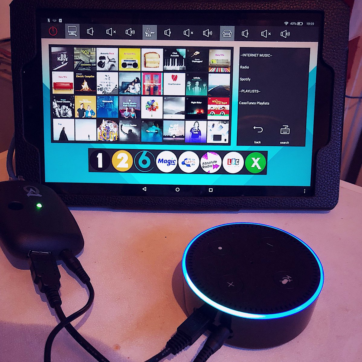 Diskreet_Sammy's tweet photo. It's been a while since I've actually been excited and had fun playing with a new product. Only issue was how easy it was to play Barbie Girl on repeat. #originacoustics #AmazonEcho #rticorp #liveinstall https://t.co/nggPfY9Sjn
