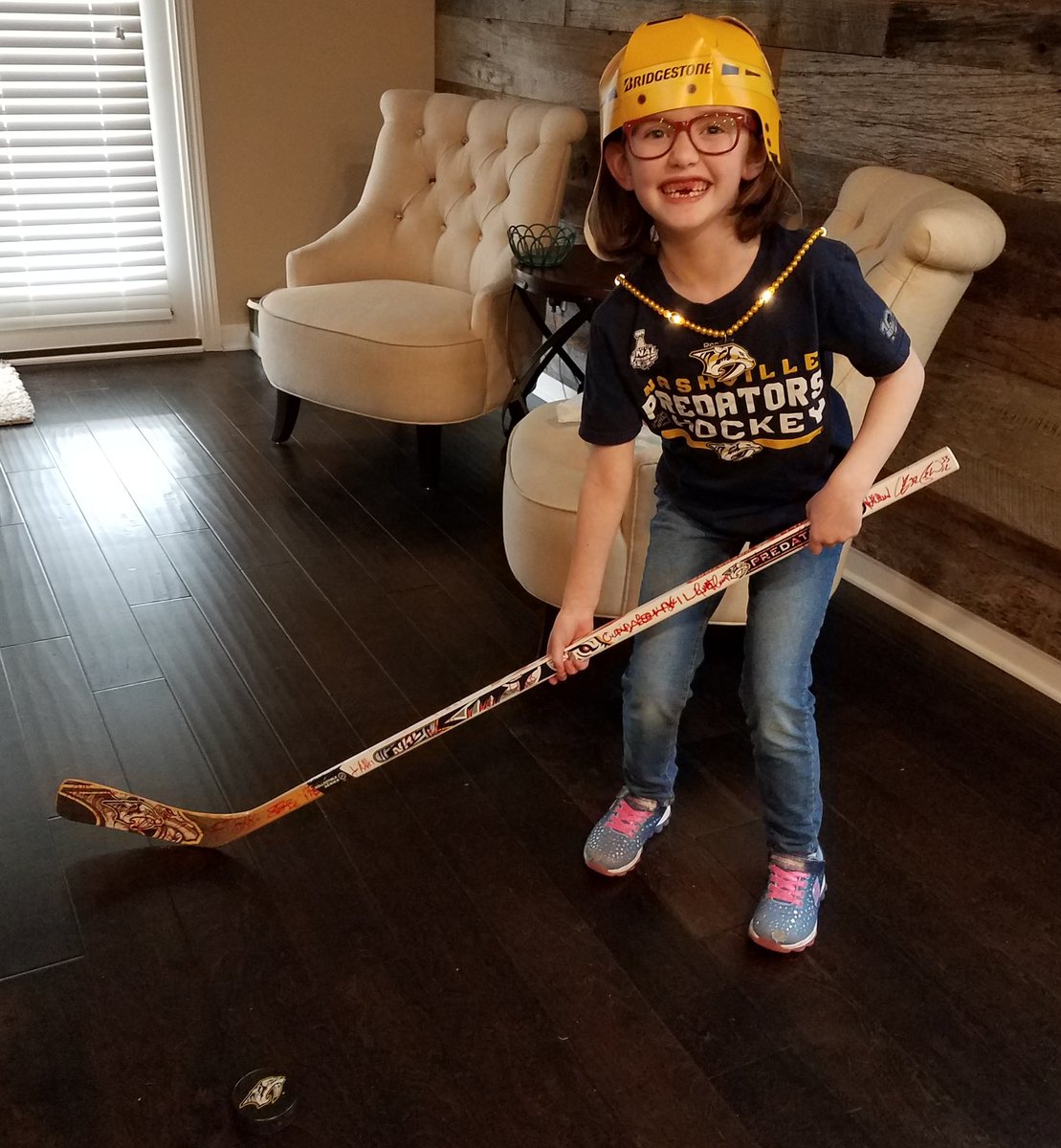 JasonSurratt3's tweet photo. @3HL1045 Who wore it better, Austin Watson or my daughter, Morgan???

She's ready for tonight, @PredsNHL!!!
#wewantthecup #letsgopreds https://t.co/VtLfv8mB0u