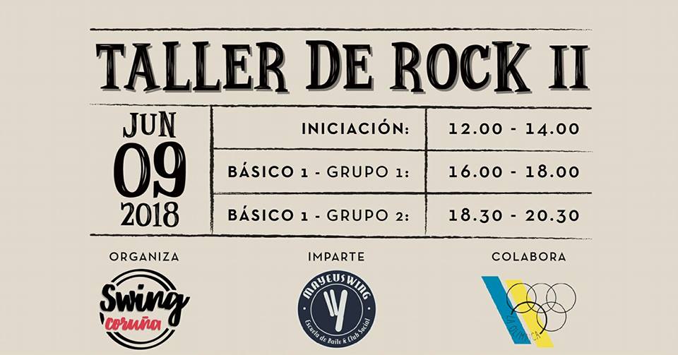 ¡¡El rock vuelve a A Coruña!! El 9 de Junio Organiza <a href="/SwingCoruna/">Swing Coruña</a> 
INICIACION 12:00 a 14:00 
BÁSICO 1 GRUPO 1 16:00 a 18:00 (Sólo 1 plaza de leader!!)
BÁSICO 1 GRUPO 2 18:30 a 20:30 
Reservas mayeuswing.com/escuela-de-bai…
#acoruñatieneswing#acoruñatienerock #RockandRoll ¿Bailamos?