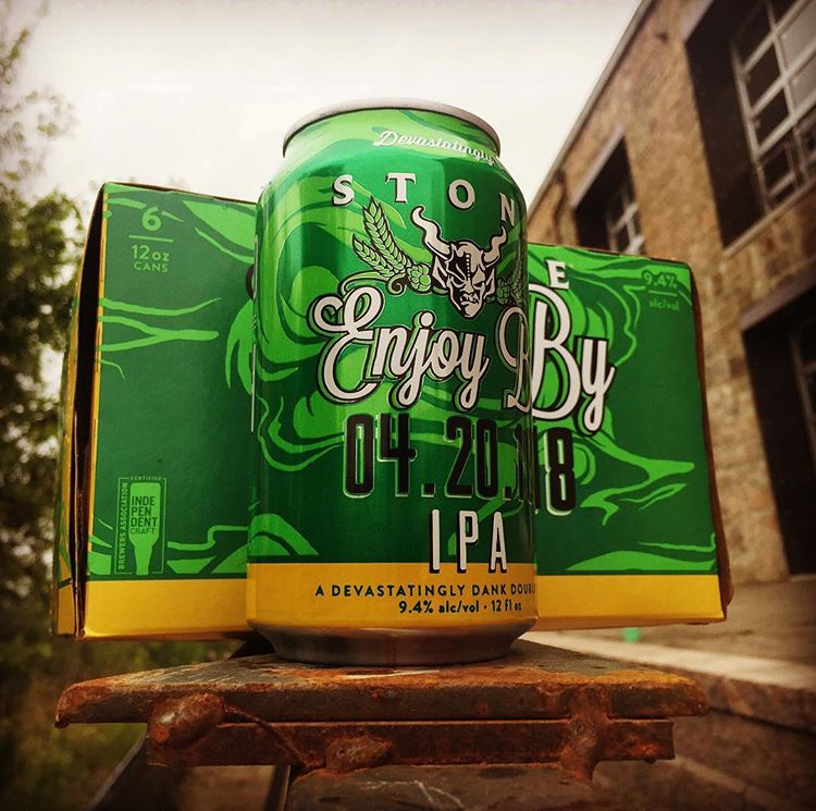 StoneBrewing's tweet photo. All good things eventually go up in smoke. The resinous green buds in Stone #EnjoyBy 04.20.18 IPA are meant to be savored within 37 days, which means five days left to enjoy this #DevastatinglyDank double IPA: https://t.co/Ej7pcd68Gq https://t.co/kNYARWDHh1