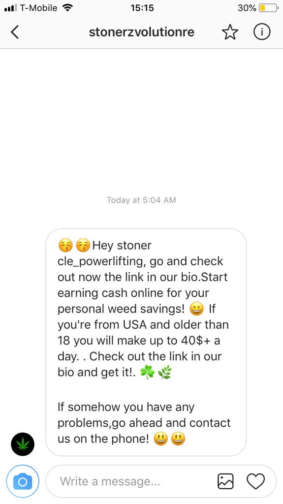 bobbylit12's tweet photo. Idk why I got this DM. THC is not for me #stopmarijuana #reefermadness #keepitillegal https://t.co/4E4OegHtw5