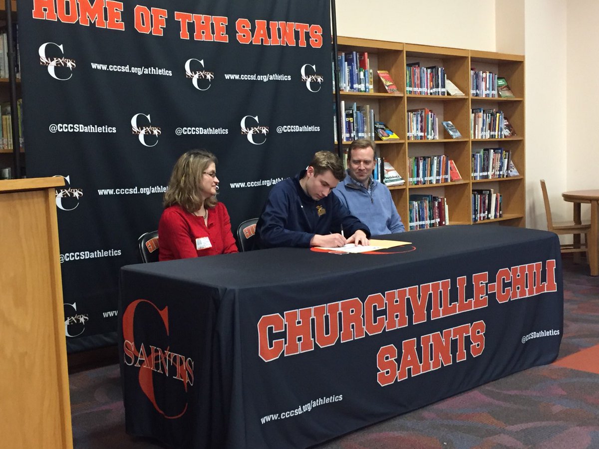 Churchville-Chili celebrates Tyler Regelsberger today as he signs to swim Division 1 at Canisius College in the Fall.